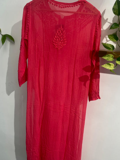 MAGENTA PINK SHADE CHIKANKARI KURTI