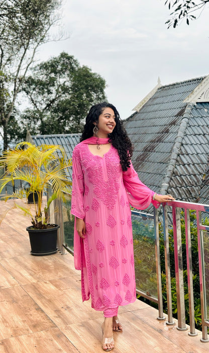 VISCOSE GEORGETTE CHIKANKARI FULL SET