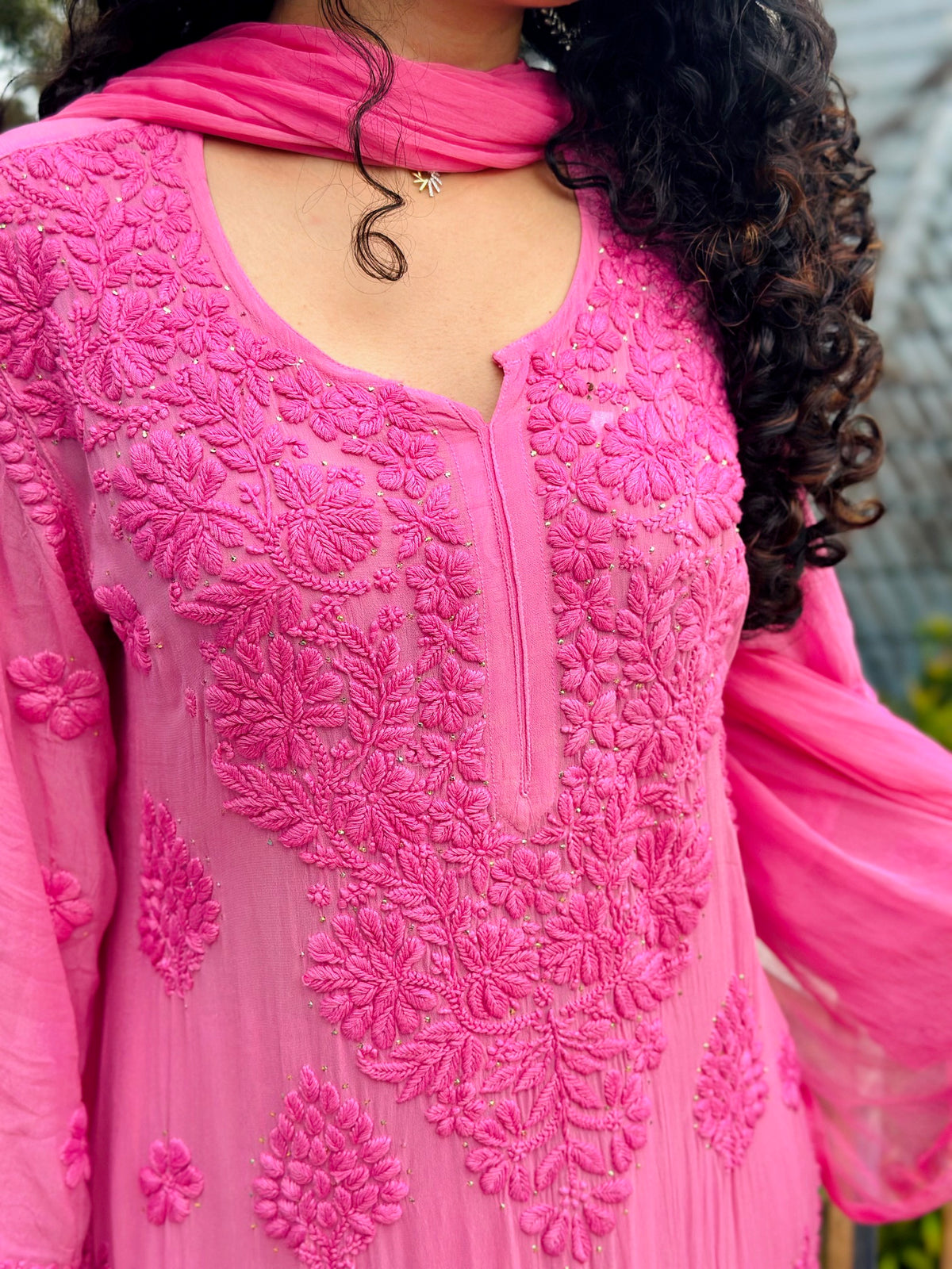 VISCOSE GEORGETTE CHIKANKARI FULL SET