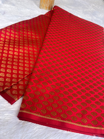 Red shade Banarasi brocade fabric