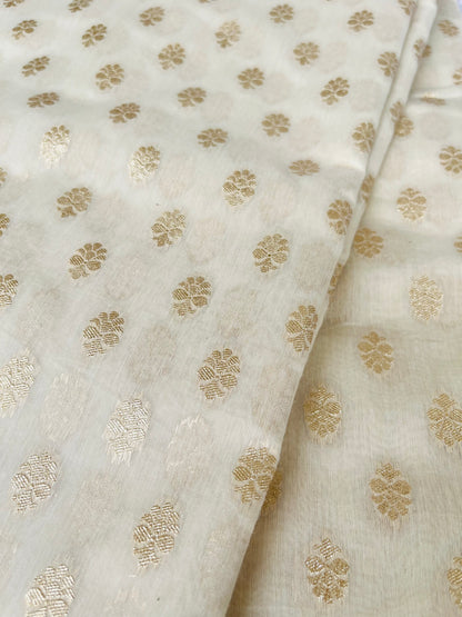 Pure Handloom chanderi cotton with golden buttas