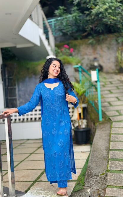VISCOSE GEORGETTE CHIKANKARI FULL SET