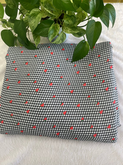 Black shade check fabric with Strawberry design