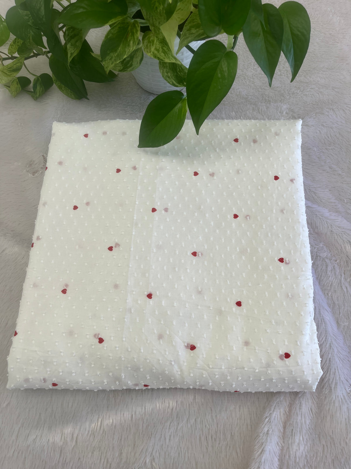 COTTON BUTTA FABRIC WITH HEART DESIGN
