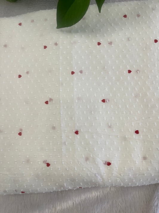 COTTON BUTTA FABRIC WITH HEART DESIGN