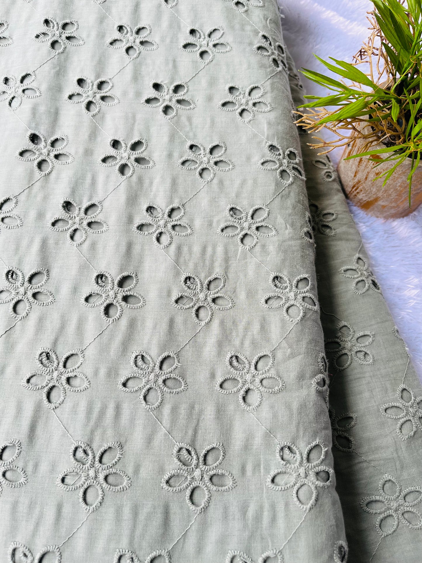 Olive green shade hakoba  fabric