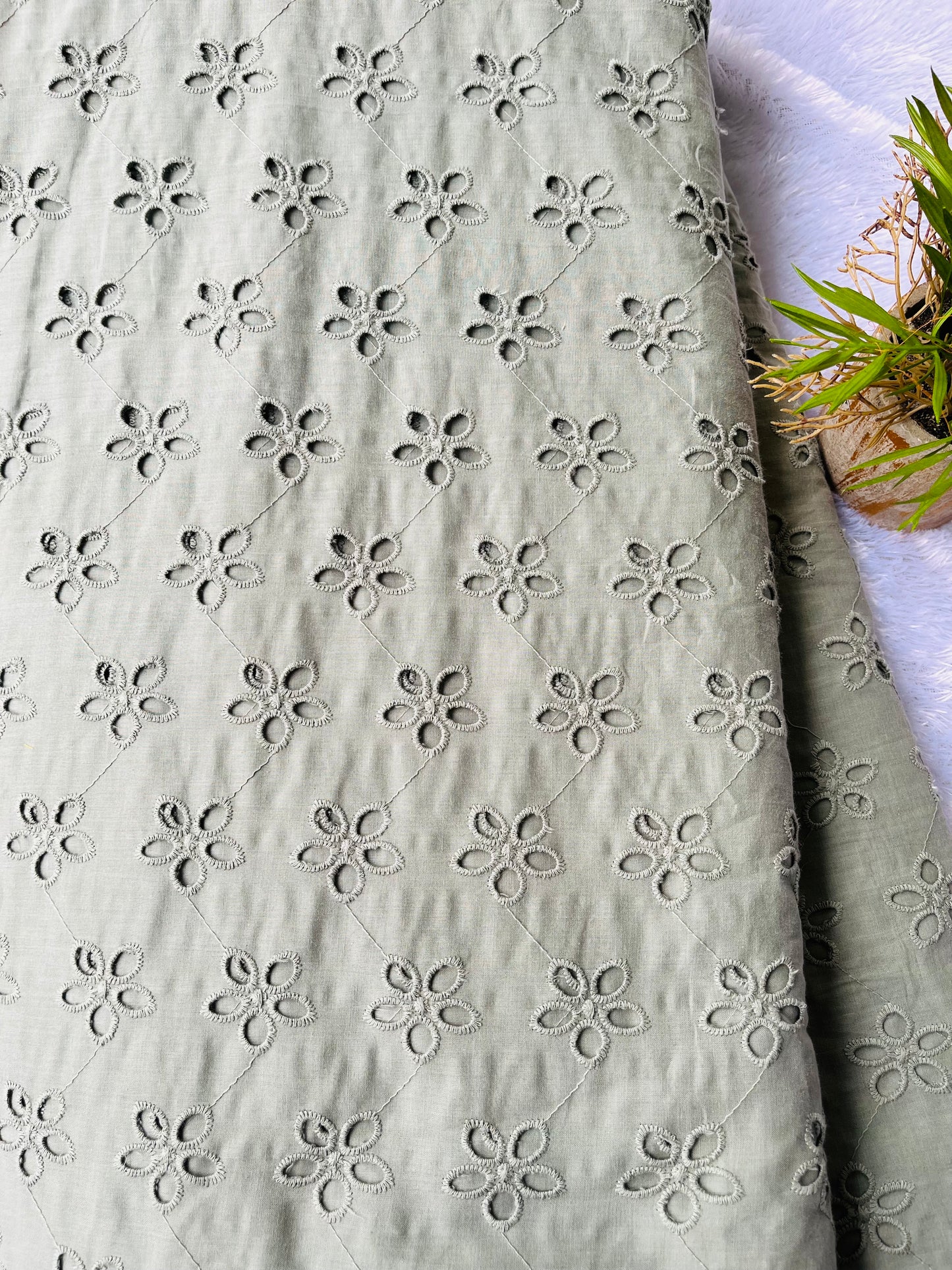 Olive green shade hakoba  fabric