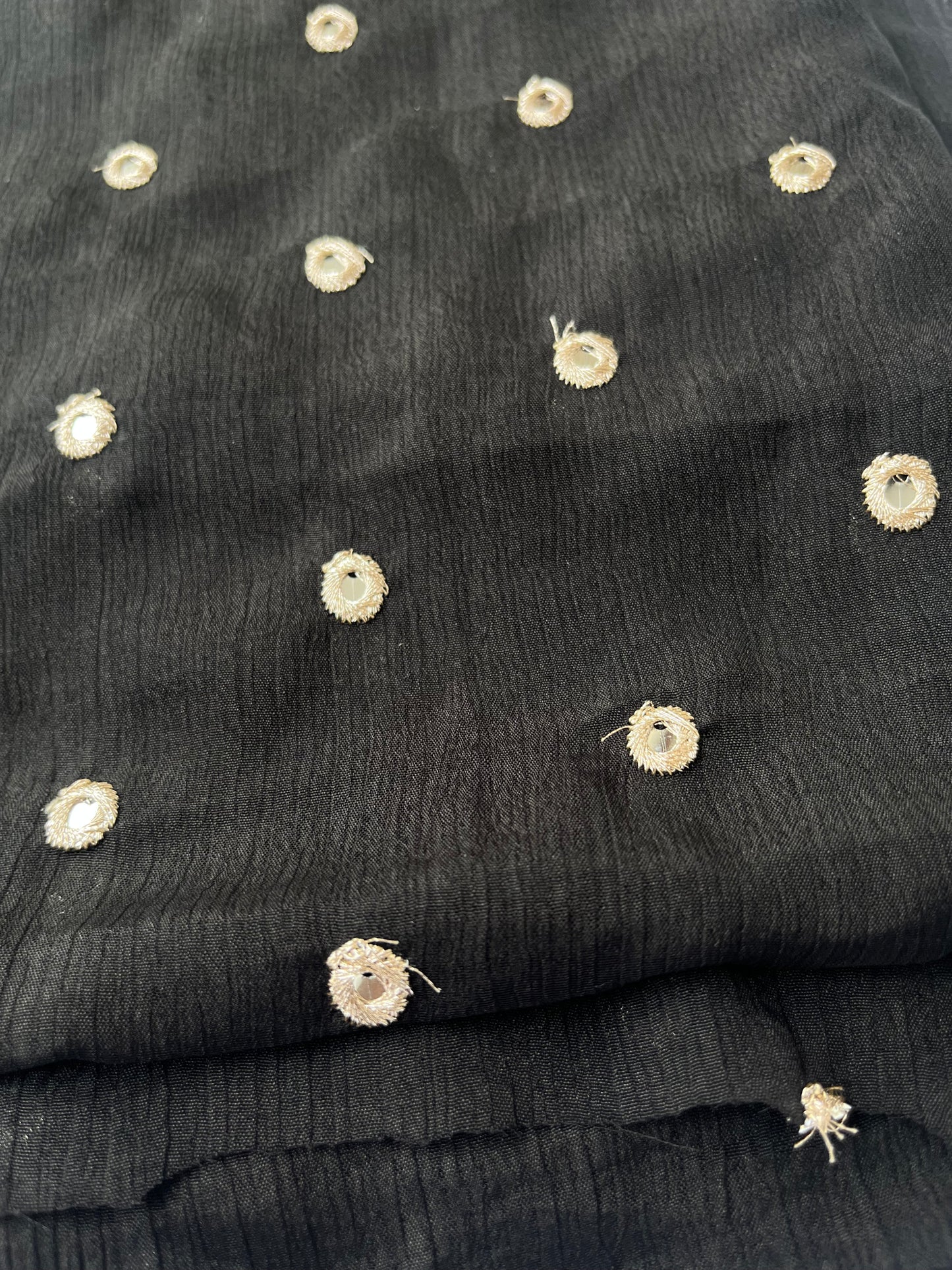 Chinon silk with mirror work fabtic