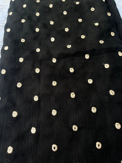 Chinon silk with mirror work fabtic