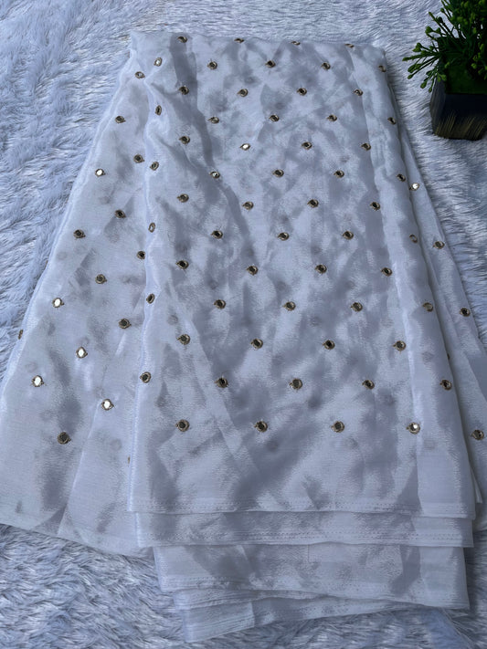 Chinon silk with mirror work fabric