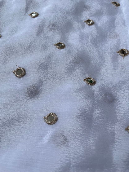 Chinon silk with mirror work fabric