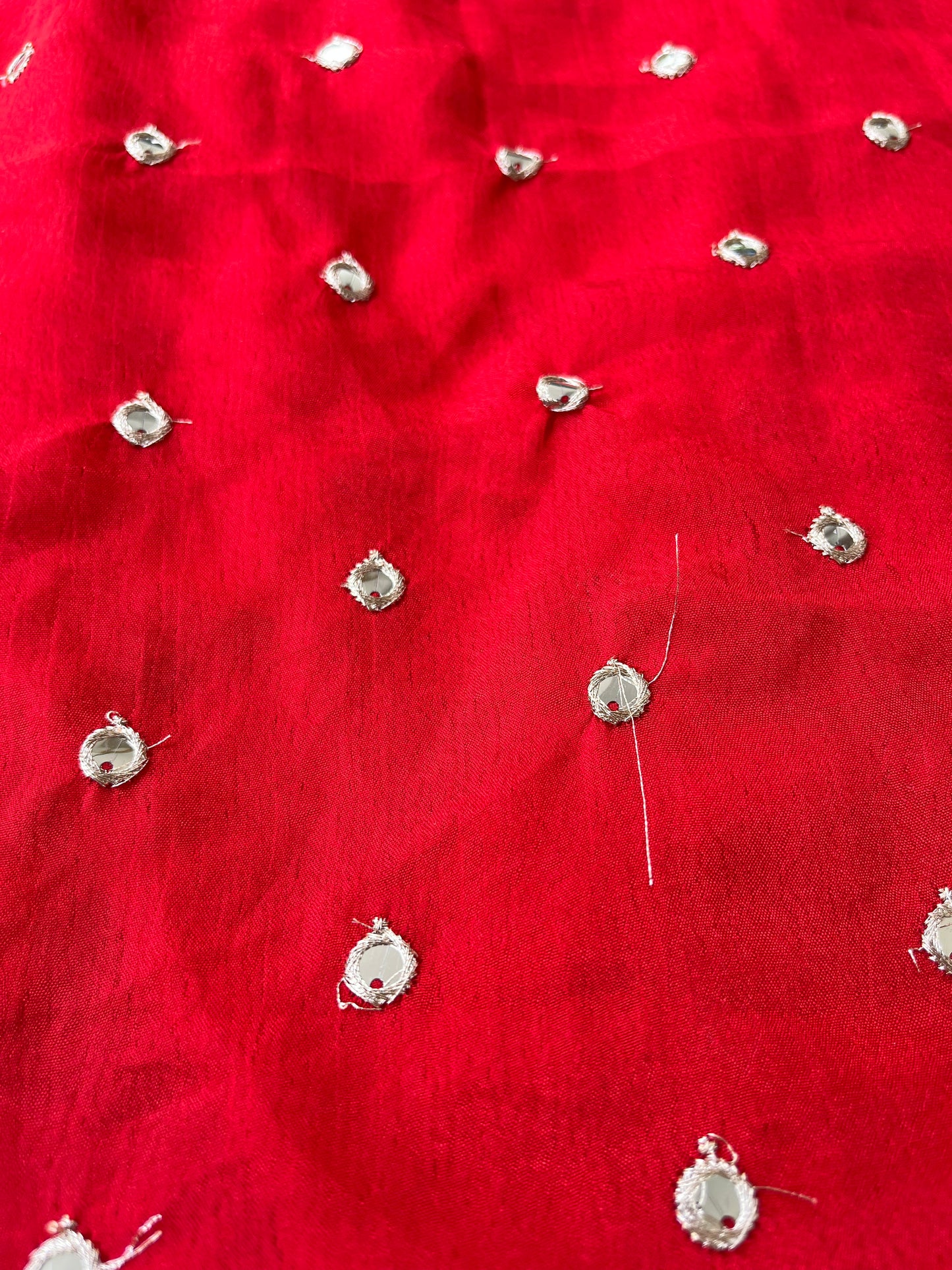 Chinon silk with mirror work fabric