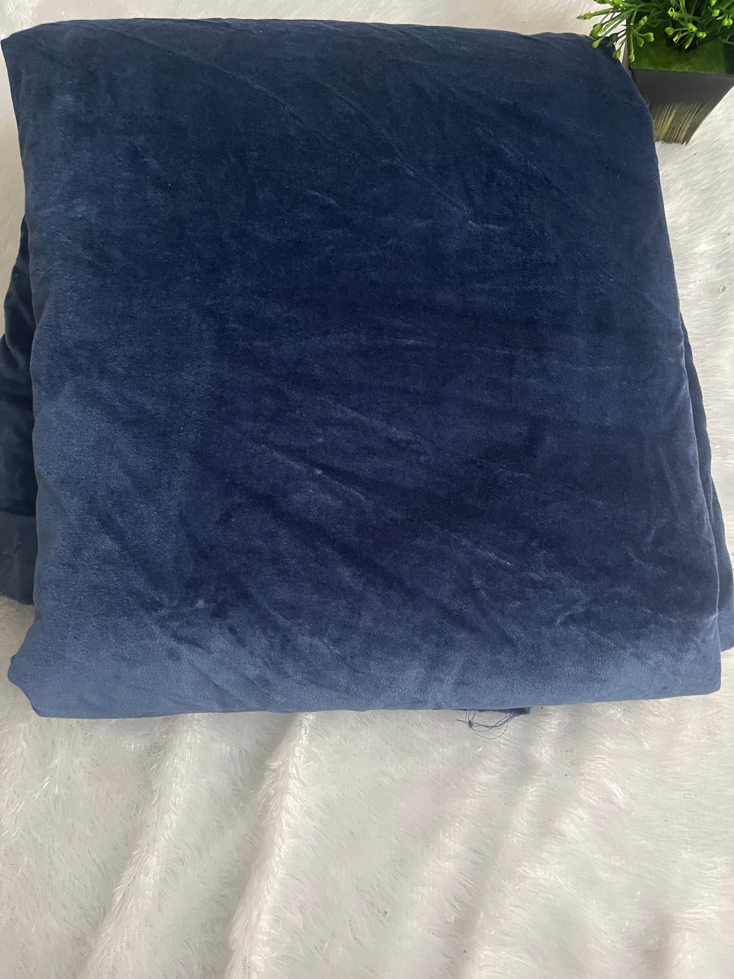 Navy blue velvet fabric