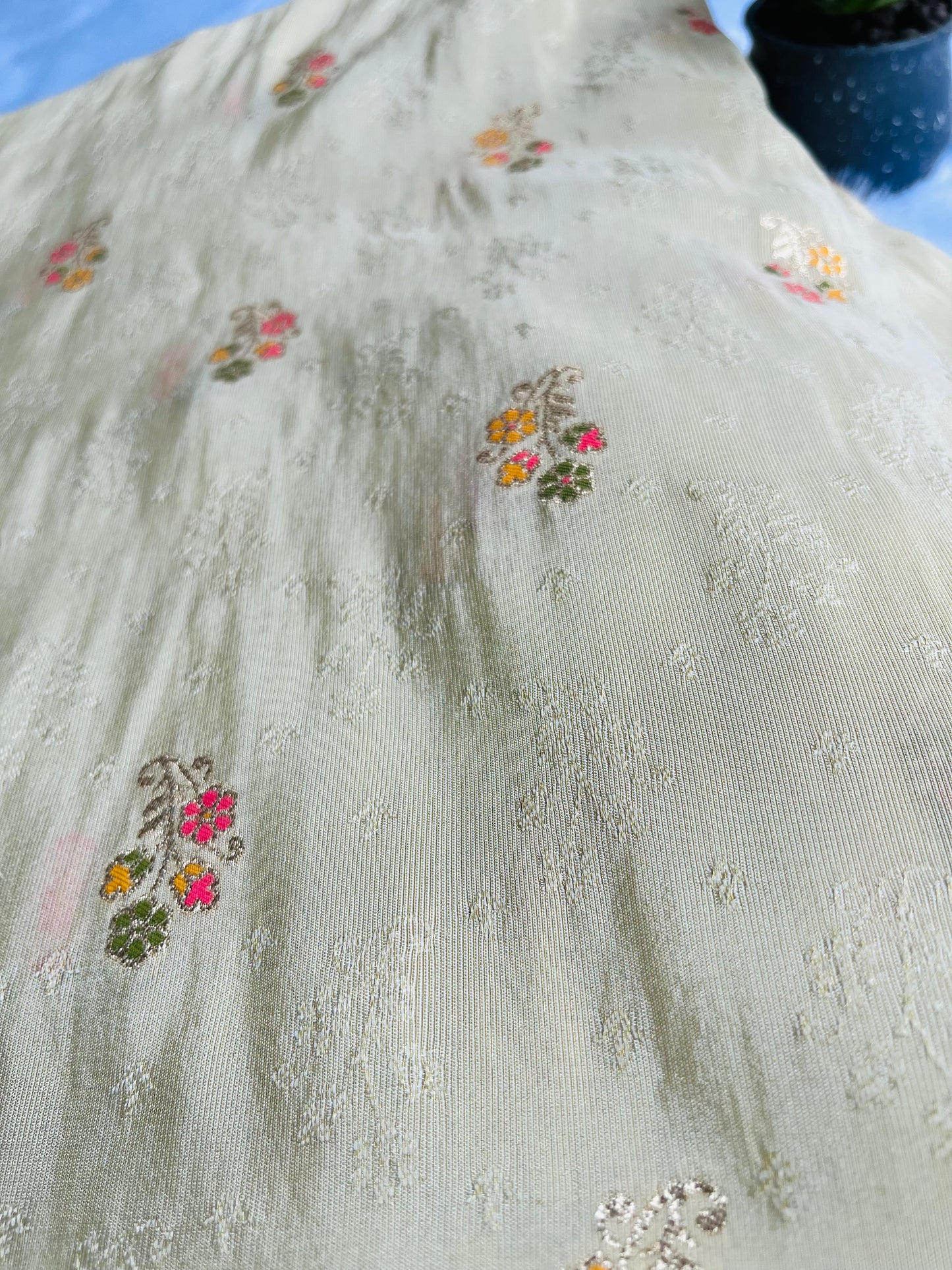 Onam collections 2025 tissue with embroidery work fabric