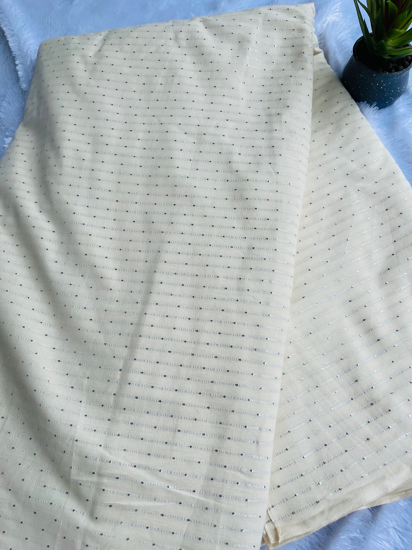 Soft cotton with silver lines fabric