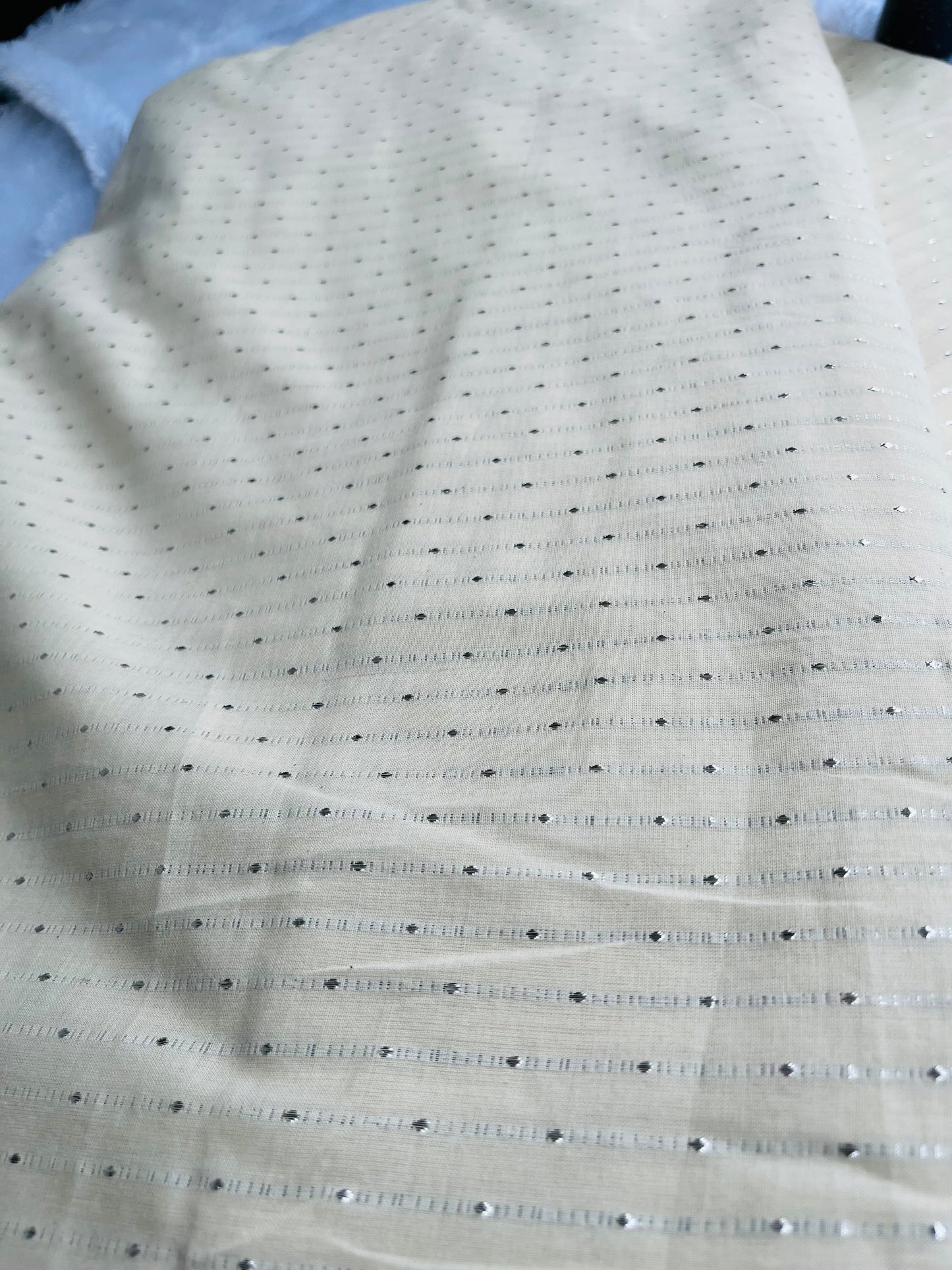 Soft cotton with silver lines fabric