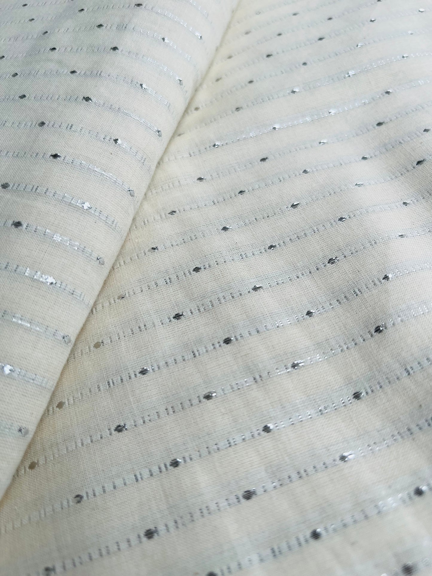 Soft cotton with silver lines fabric