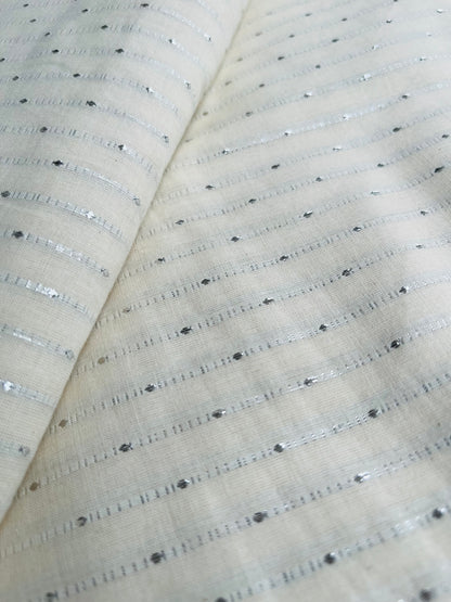 Soft cotton with silver lines fabric