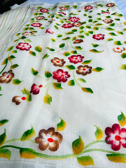 Kota saree with flower paint sarees