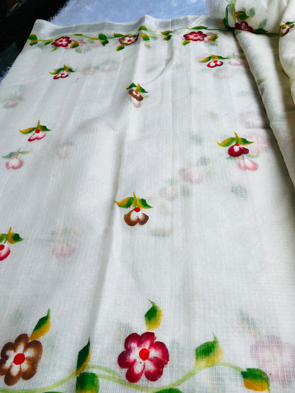 Kota saree with flower paint sarees
