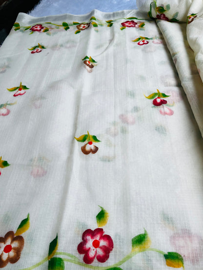 Kota saree with flower paint sarees