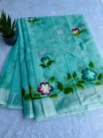 Kota saree with flower paint sarees
