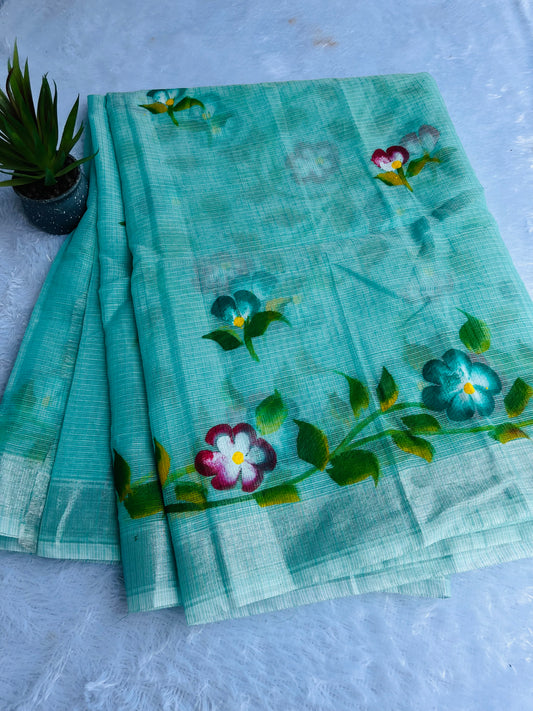 Kota saree with flower paint sarees