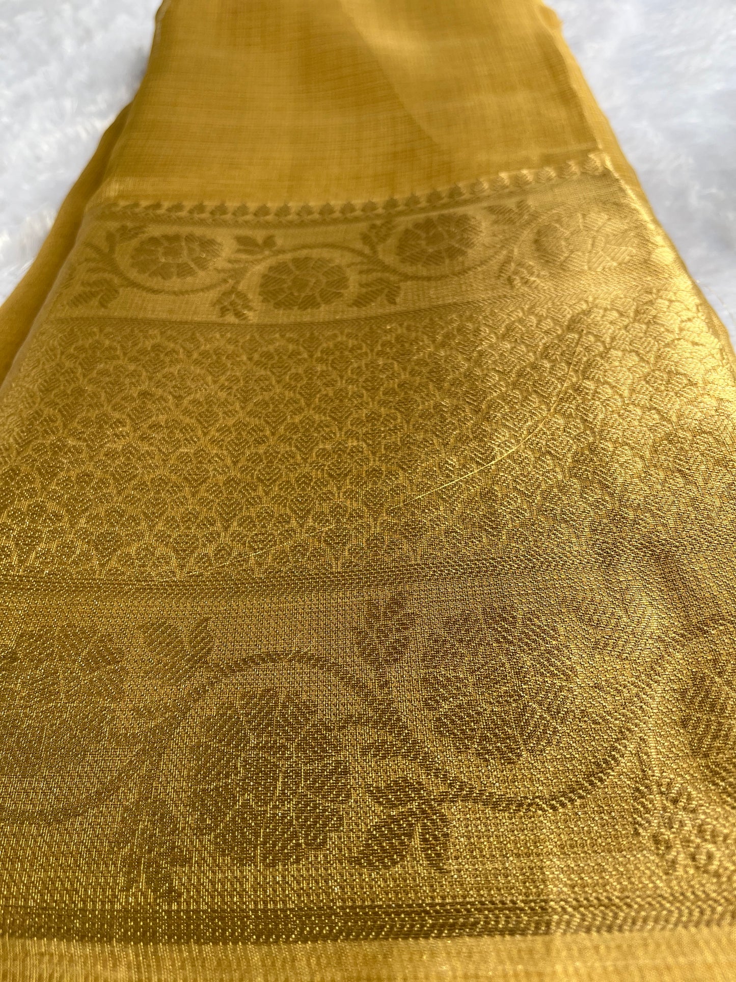 Golden tissue saree with border