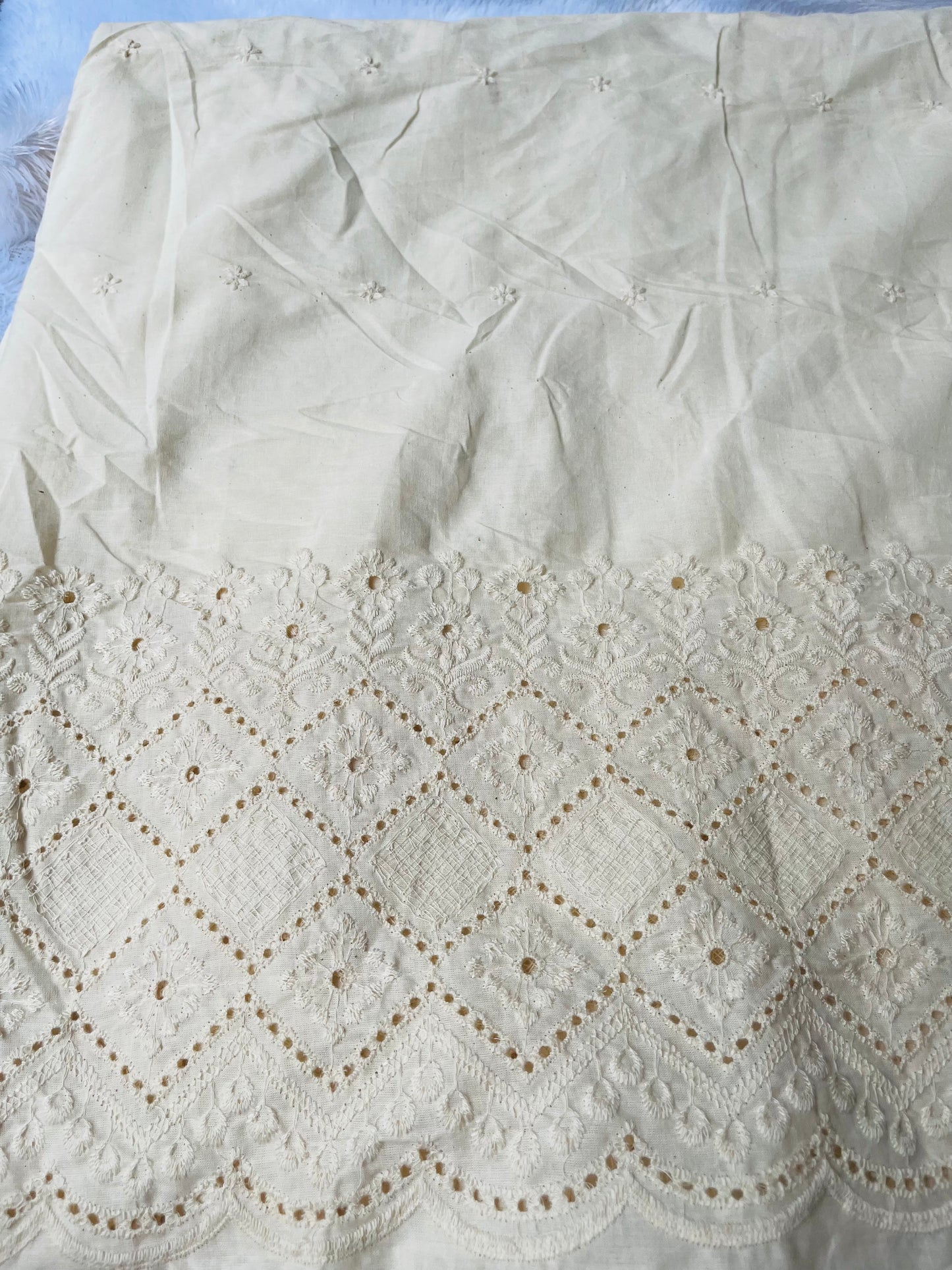 cora cotton embroidery with cutwork fabric