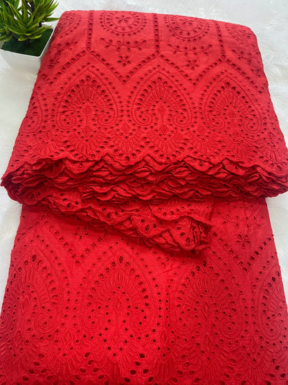 red cut work fabric "40