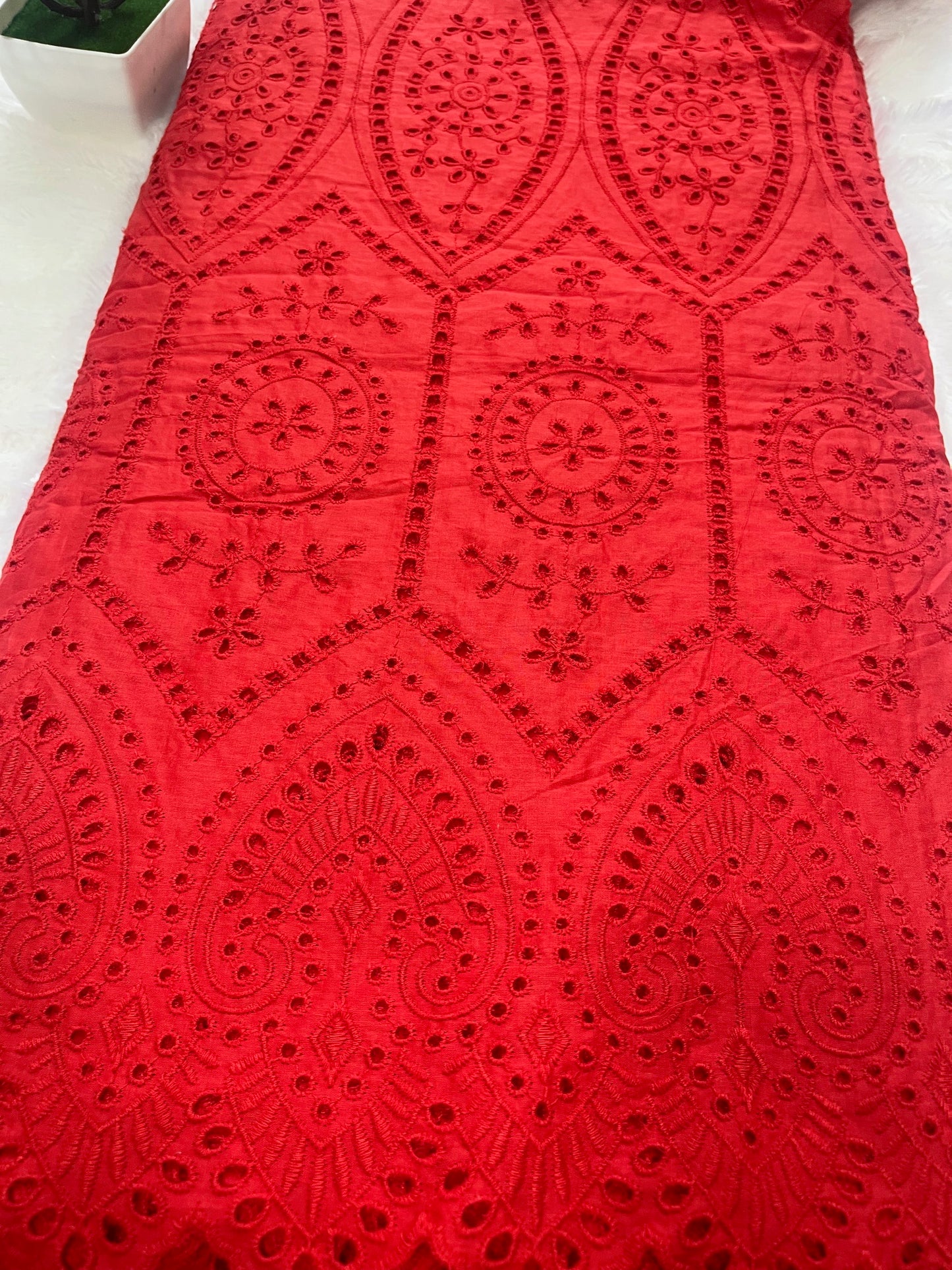 red cut work fabric "40