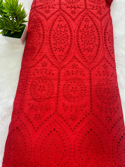 red cut work fabric "40