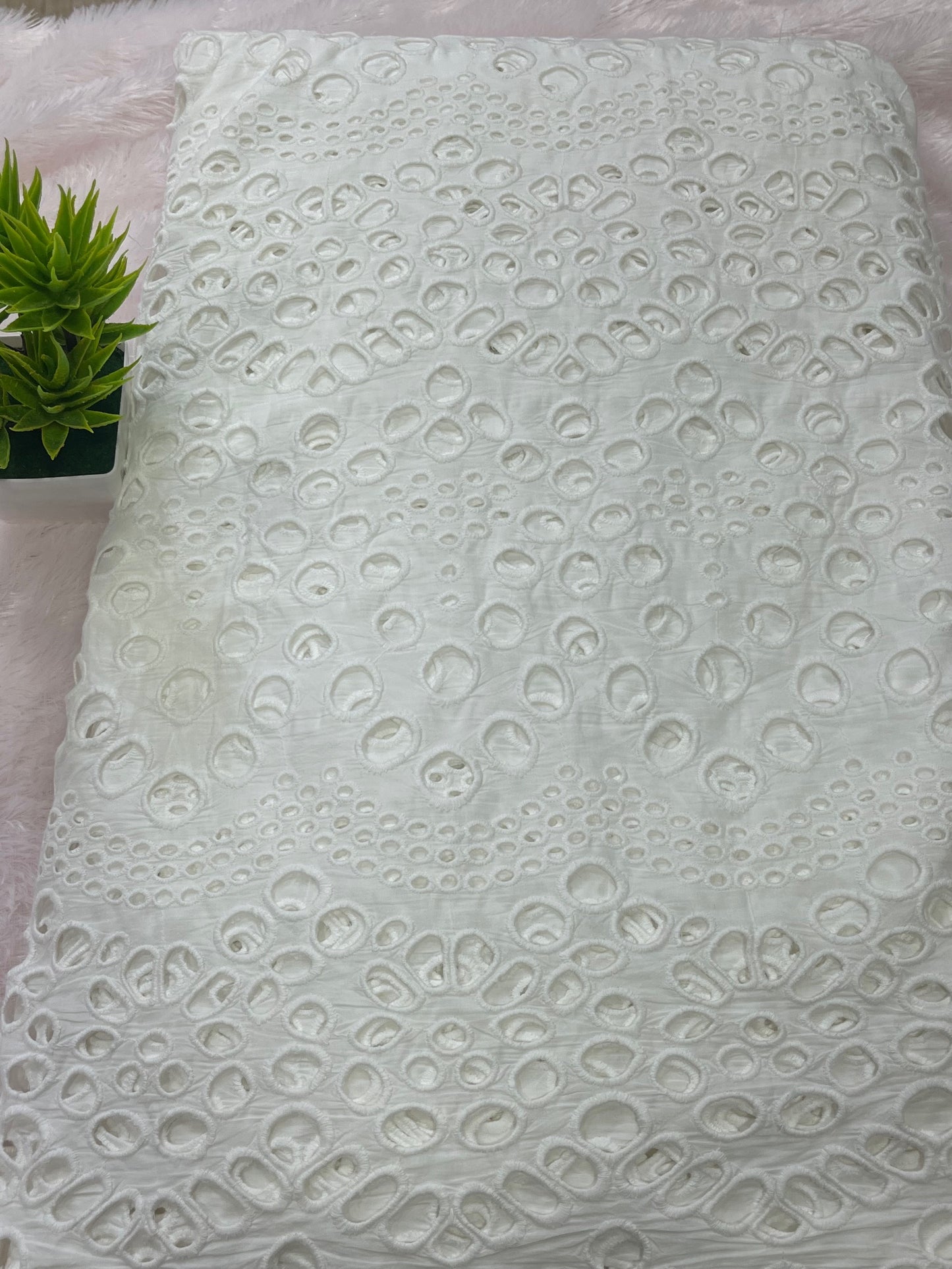 whitw shade  premium cut work fabric