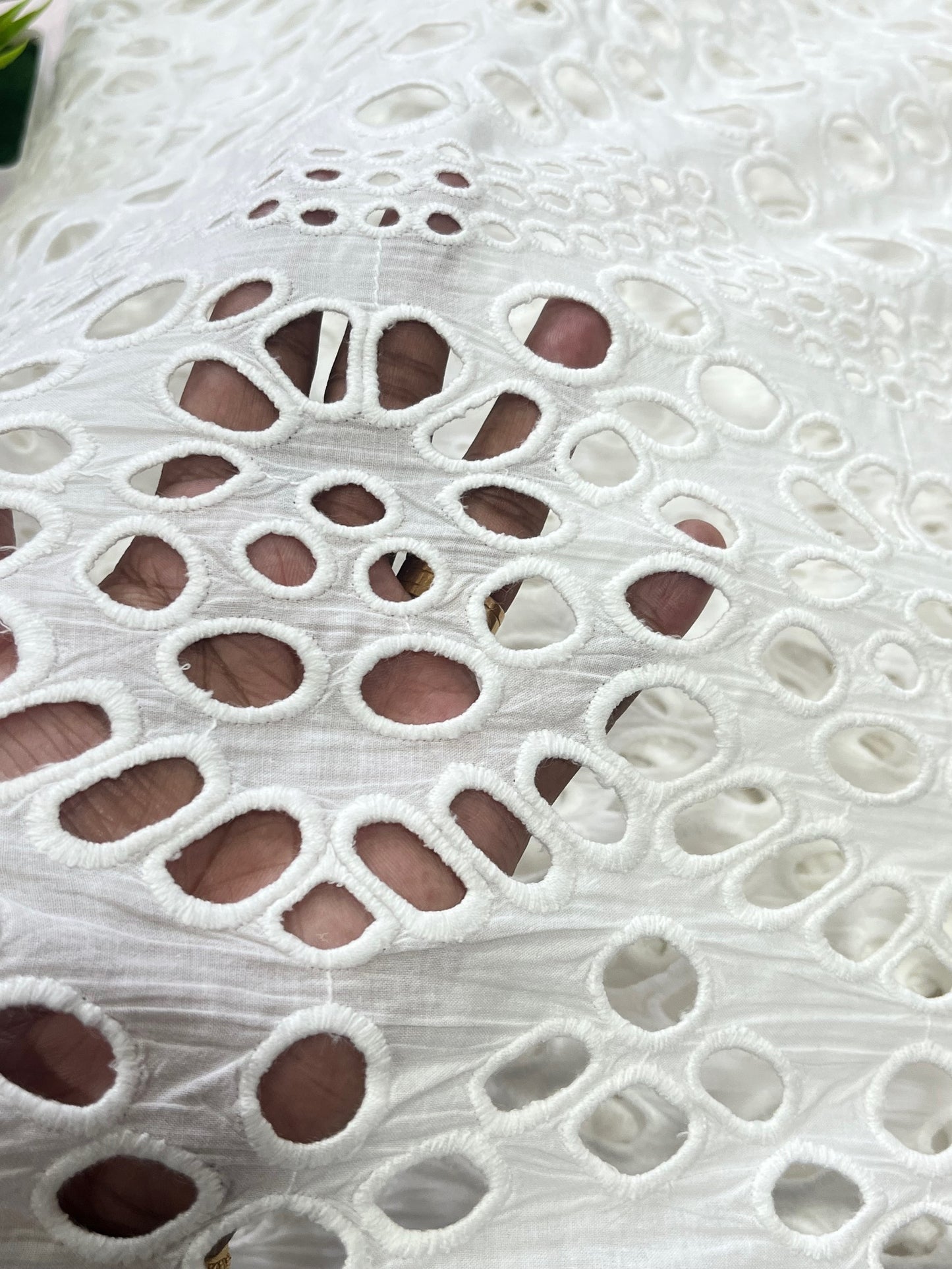 whitw shade  premium cut work fabric