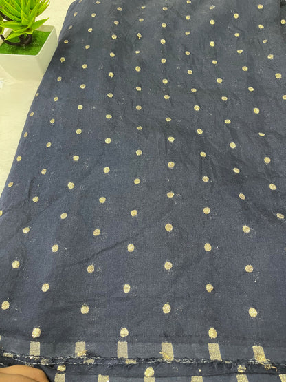 COTTON SILK BUTTA WORK NAVY BLUE SHADE