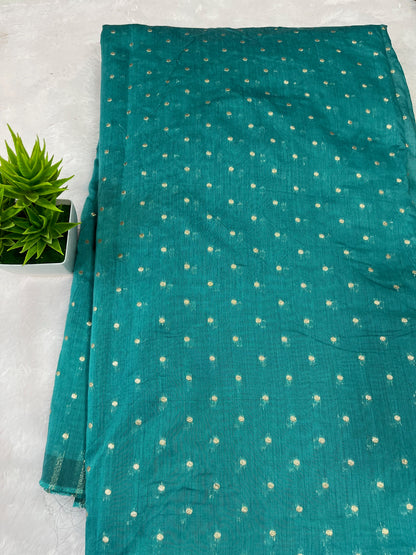 COTTON SILK BUTTA WORK TEAL BLUE