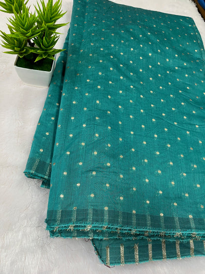 COTTON SILK BUTTA WORK TEAL BLUE