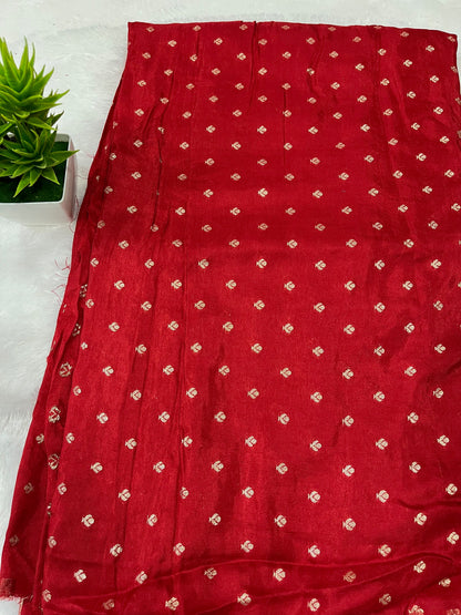 CUTE RED SHADE RUSSIAN SILK FABRIC