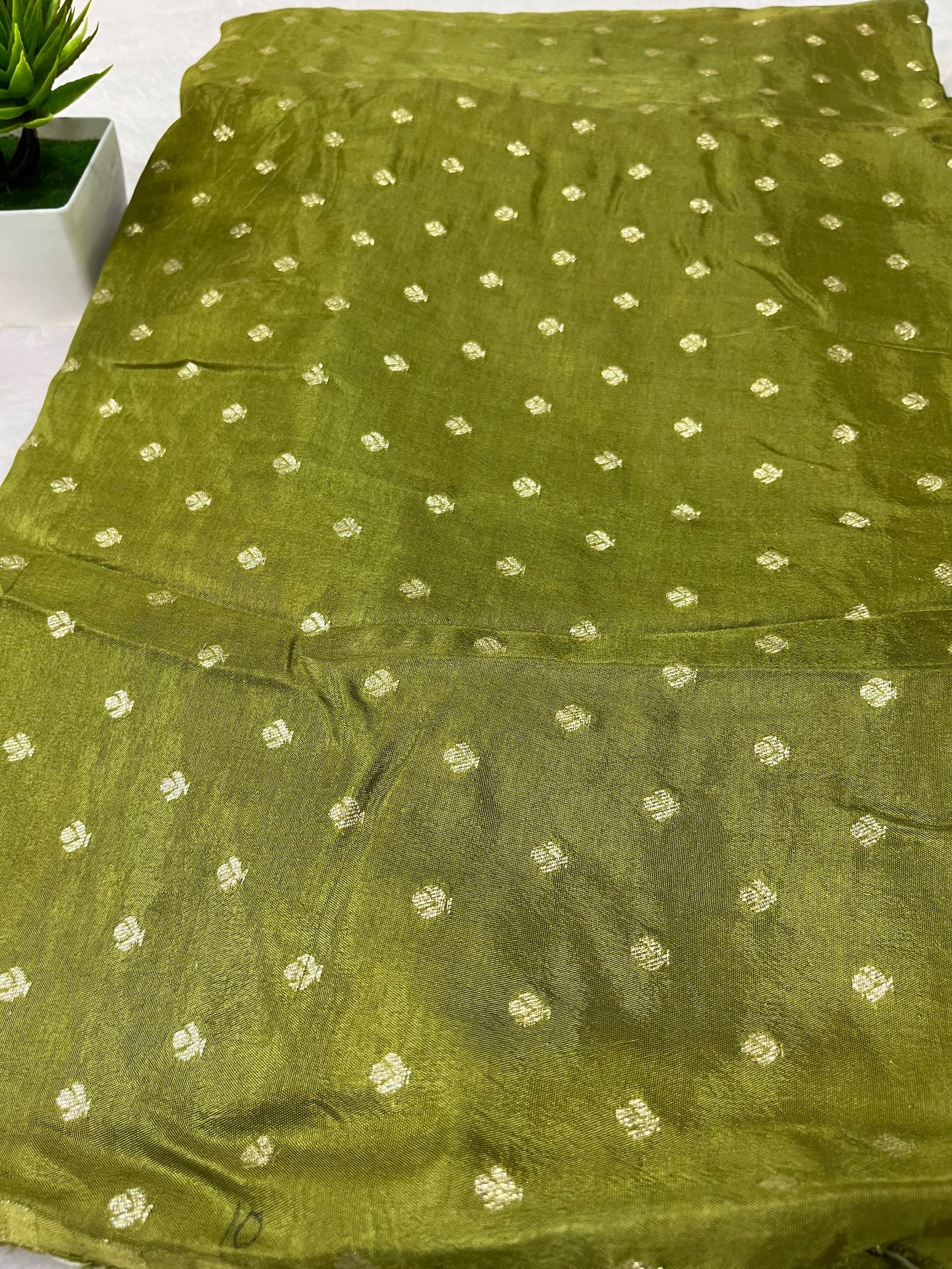 CUTE MEHENDI GREEN SHADE RUSSIAN SILK FABRIC