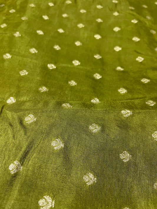 CUTE MEHENDI GREEN SHADE RUSSIAN SILK FABRIC