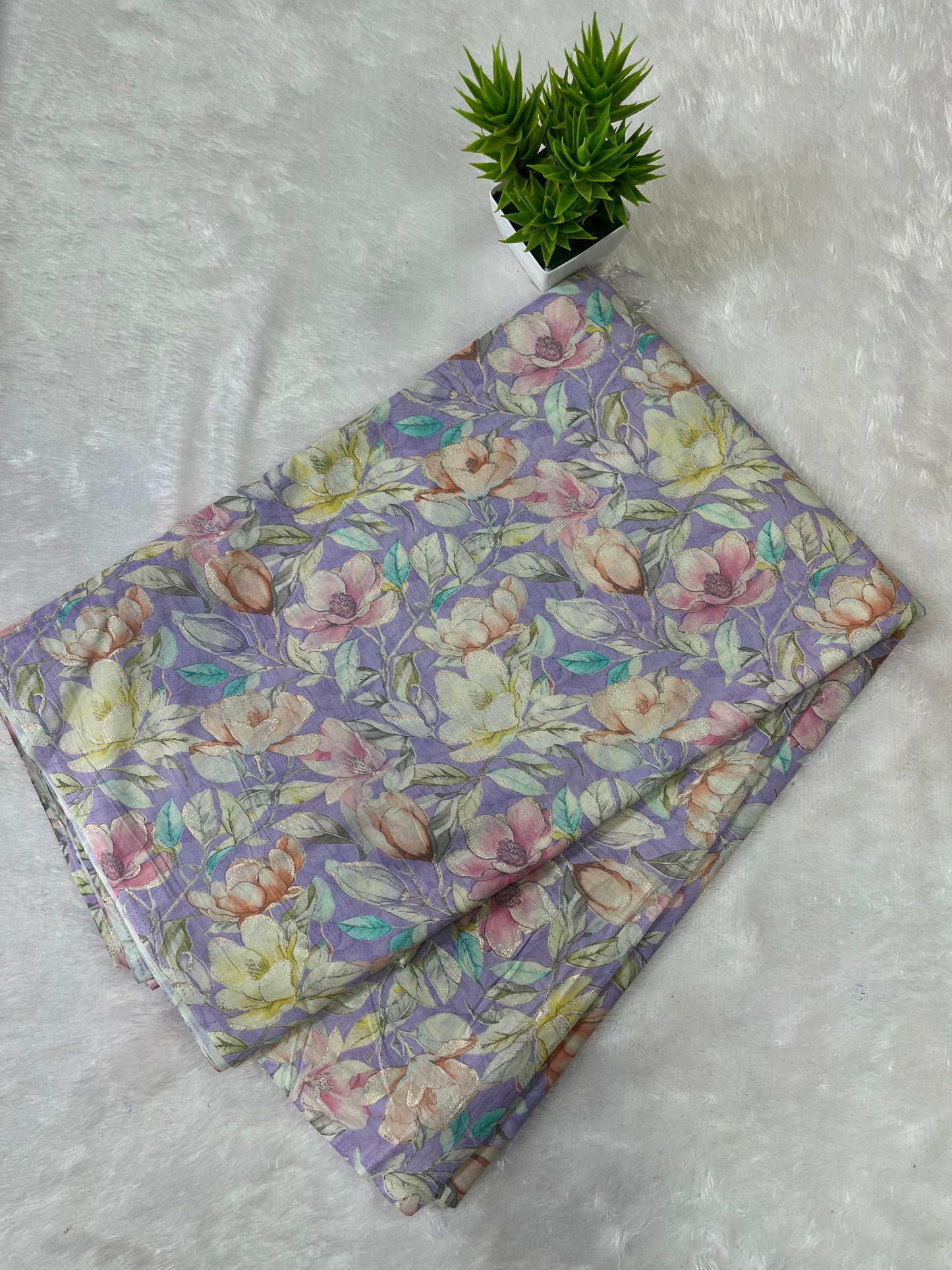 Printed cotton Fabric Glitter Detailing
