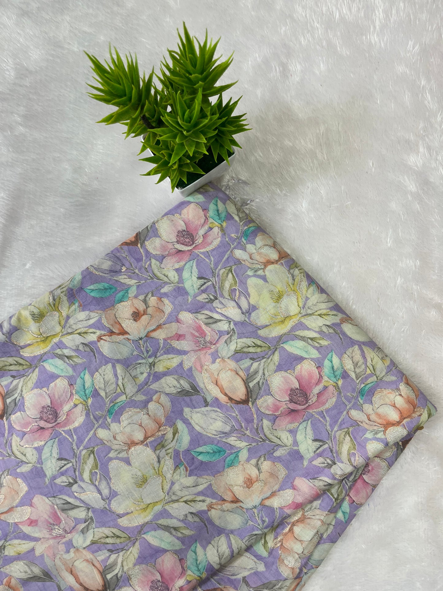 Printed cotton Fabric Glitter Detailing