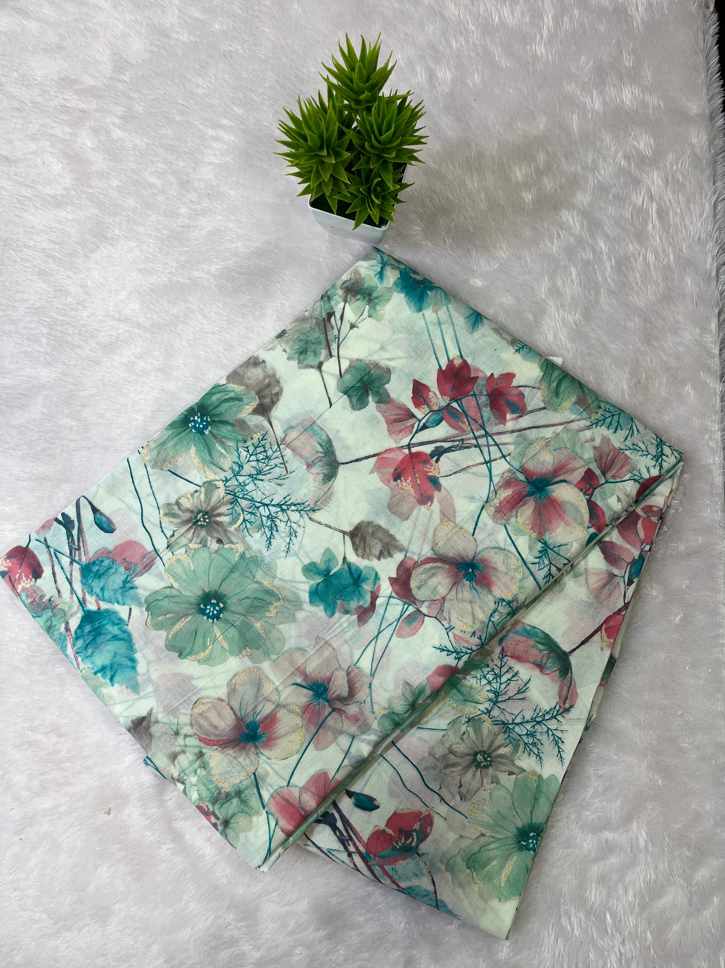 Printed cotton Fabric Glitter Detailing