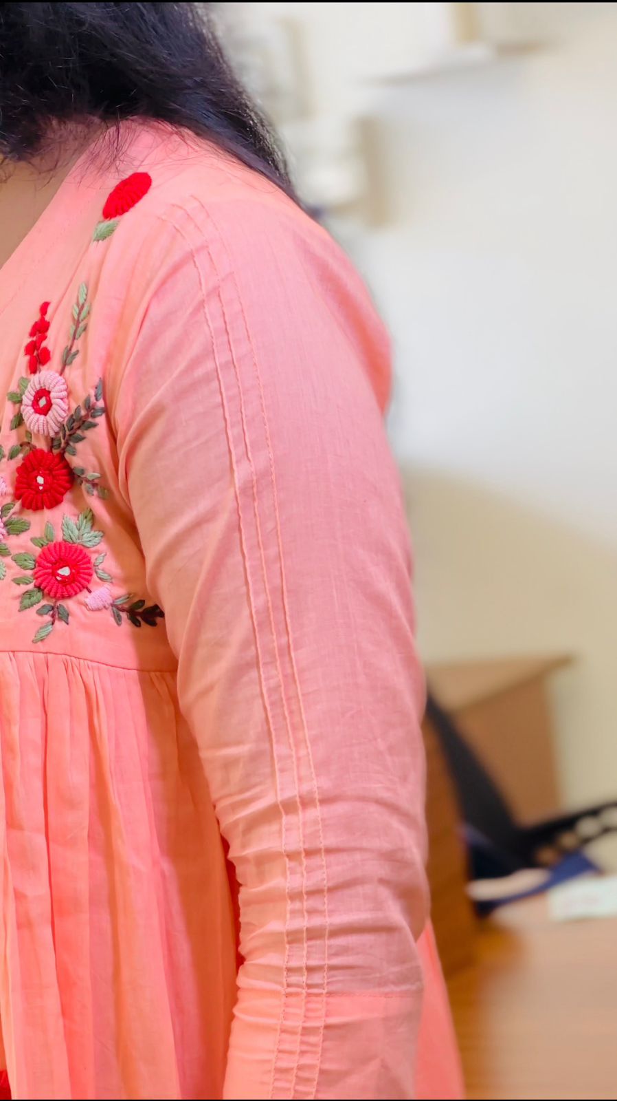 PEACH MUL COTTON FROCK