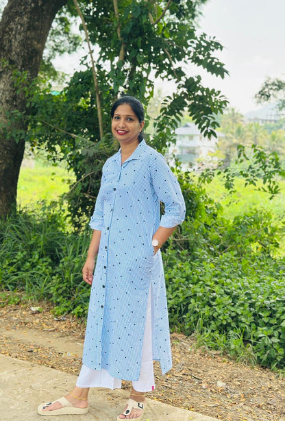 stripe with heart design shirt dress